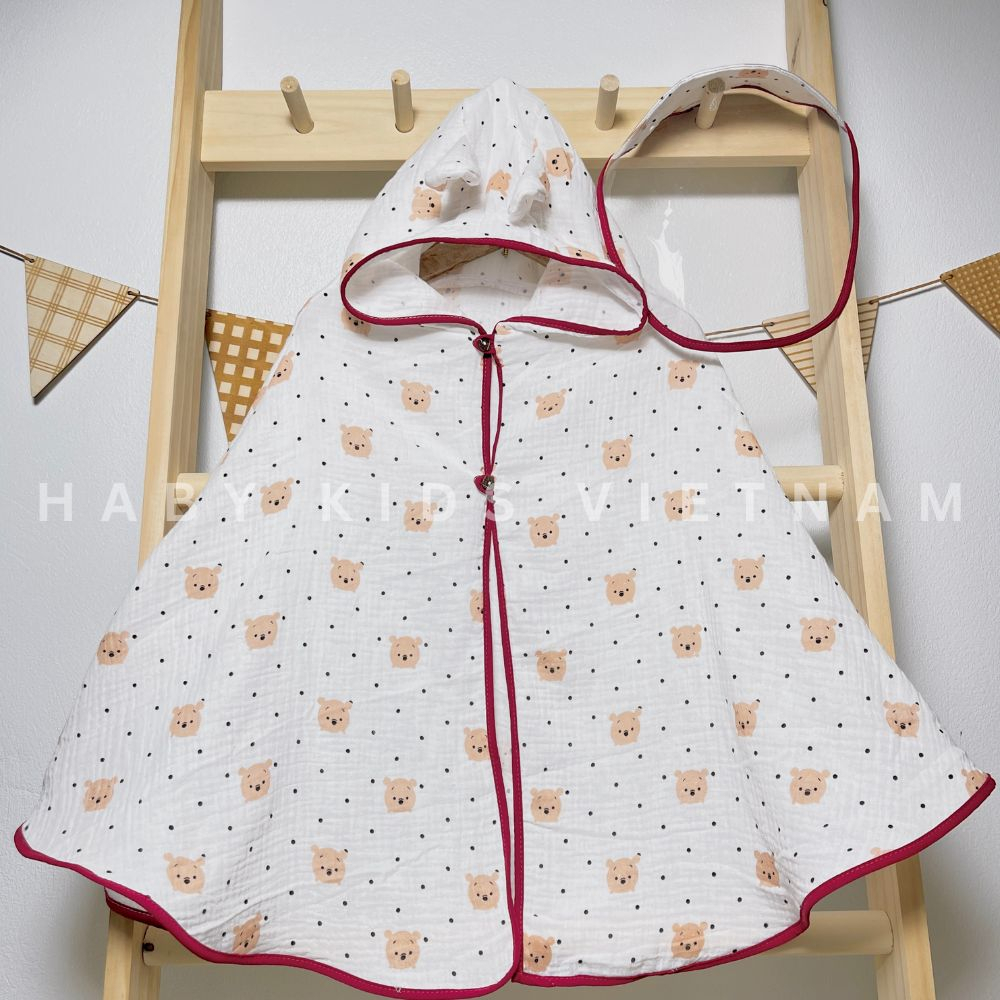 Áo choàng cho bé chất xô muslin có tấm chắn giọt bắn HABY KIDS