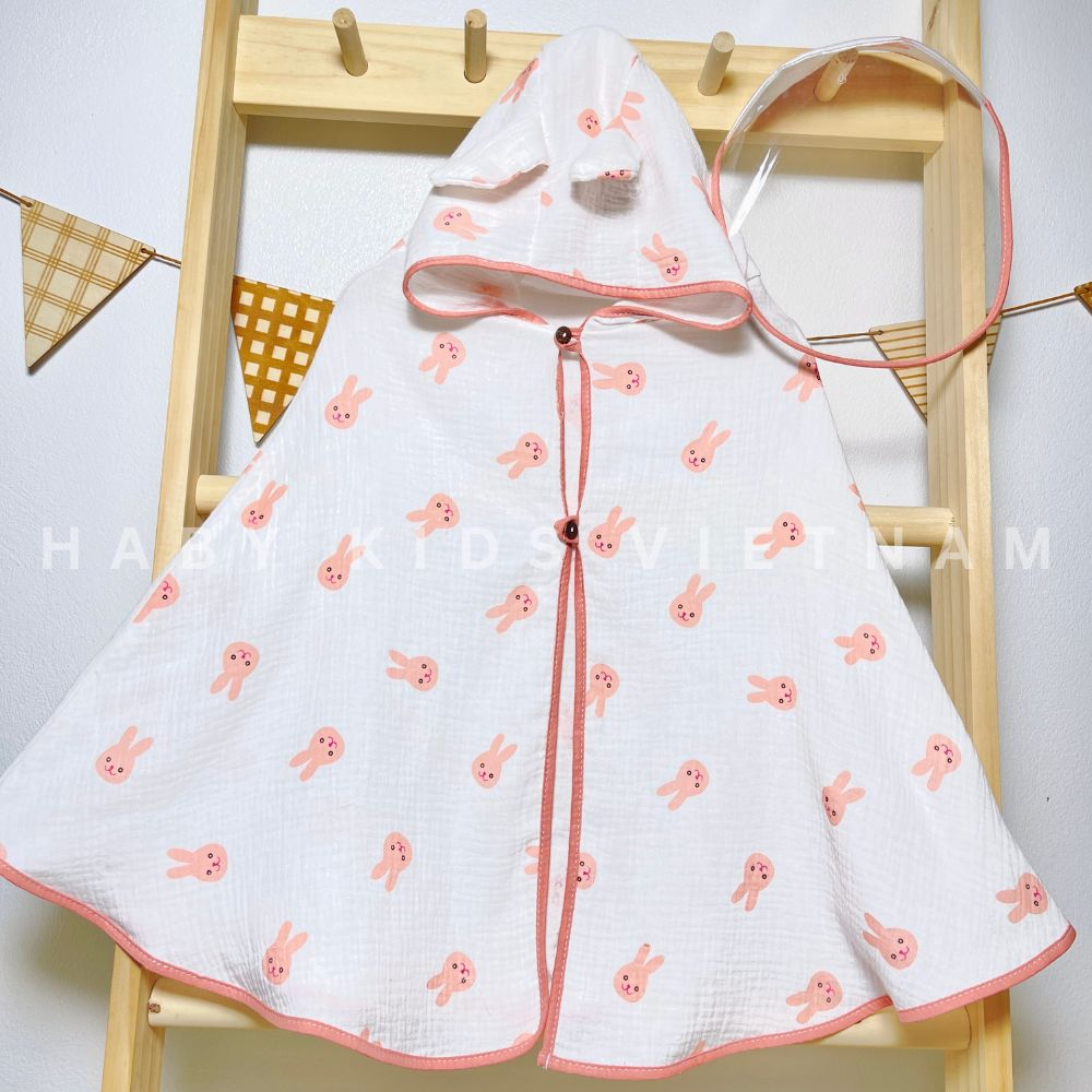 Áo choàng cho bé chất xô muslin có tấm chắn giọt bắn HABY KIDS