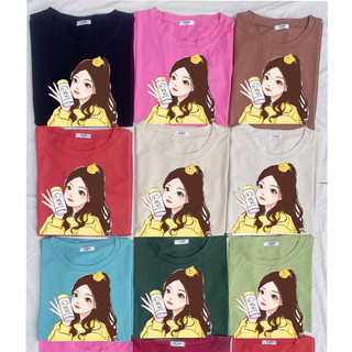 Áo phông Cotton hàn (Hàng Loại 1) in hình Cô gái mặc áo vàng, From rộng <70kg mặc vừa, chất áo đẹp, dày dặn - FANI