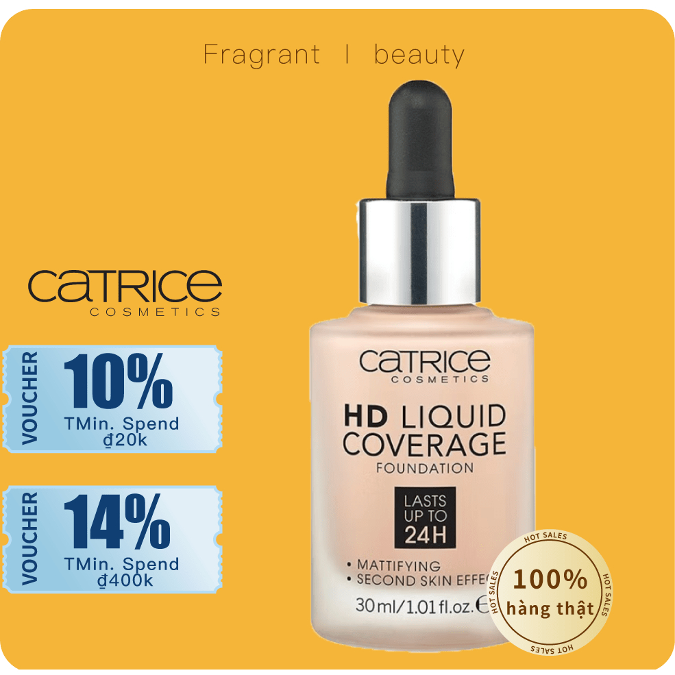 (💥MẪU MỚI NHẤT 💥) Kem nền Catrice HD Liquid Coverage Last Upto 24h 30ml