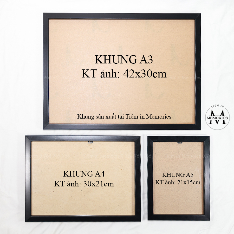 Khung ảnh treo tường - khung hình mặt kính, mặt mica size a3, 30x42 cm- Tiệm in Memories