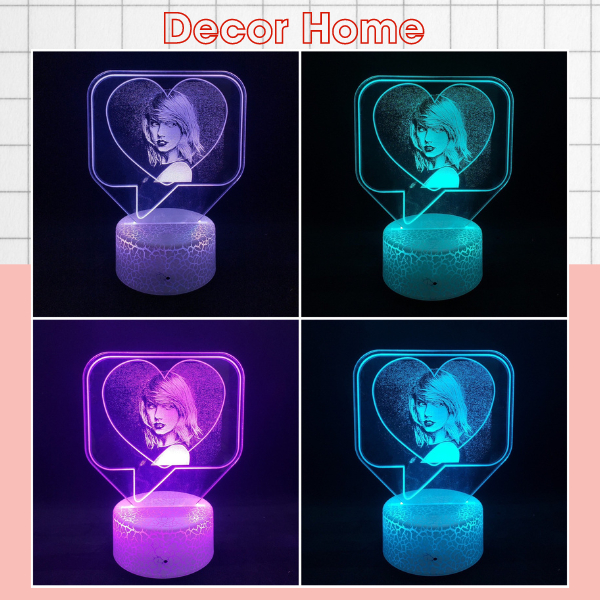 Đèn led trang trí, đèn ngủ để bàn decor phòng ngủ hình Taylor Swift Decor Home 16 chế độ sáng