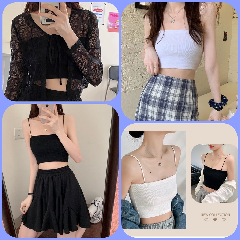 Áo Ống Croptop dây Tăm Chất Gân , Thoáng Mát, 2 Màu Siêu Hot