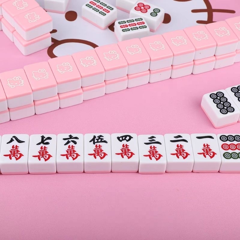 Bộ Mạt Chược 144 Quân Màu Hồng Có Túi/Hộp Đựng