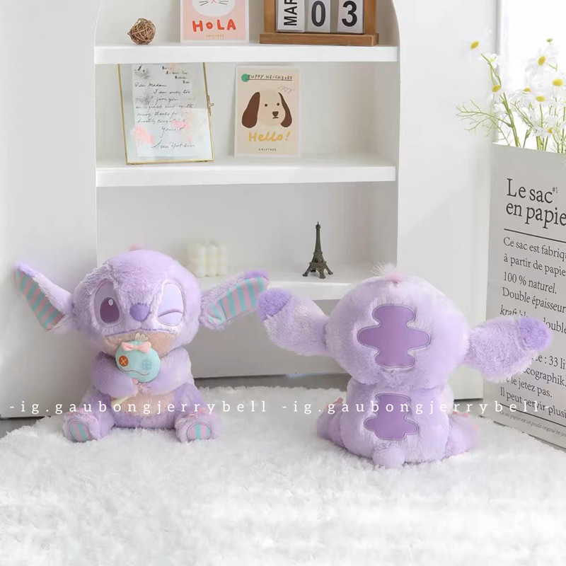 Gấu bông Stitch ôm Scrump màu tím nháy mắt