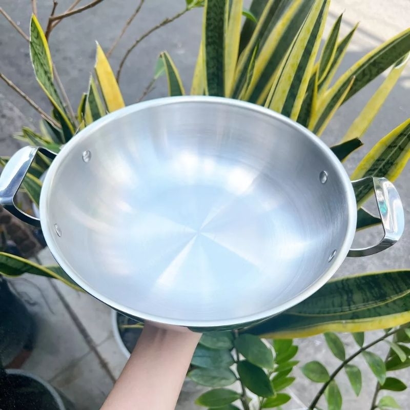 Chảo 2 quai inox 304 BA LỚP ĐÁY TỪ TICOOK - Chảo 2 quai sâu inox