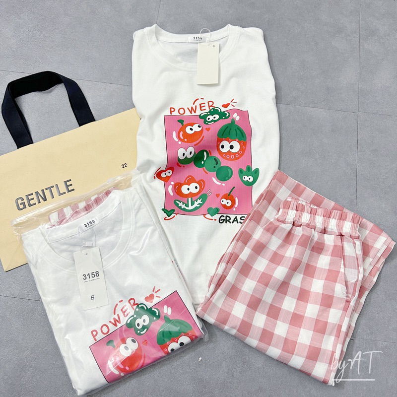 Set bộ áo phông hoạt hình kèm quần ống suông