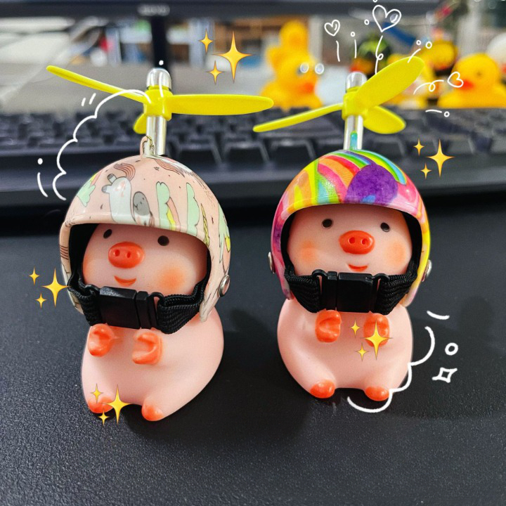 ✨ Lợn hồng đội mũ bảo hiểm chong chóng, vịt đội mũ bảo hiểm phát sáng, đồ chơi cute, ngộ nghĩnh- Zin Decor
