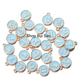 Charm kim loại tráng men chữ cái Màu Xanh Dương