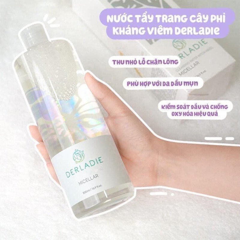 Tẩy Trang DERLADIE Cleansing Water Witch Hazel Nước Tẩy Trang Cây Phỉ 500ml