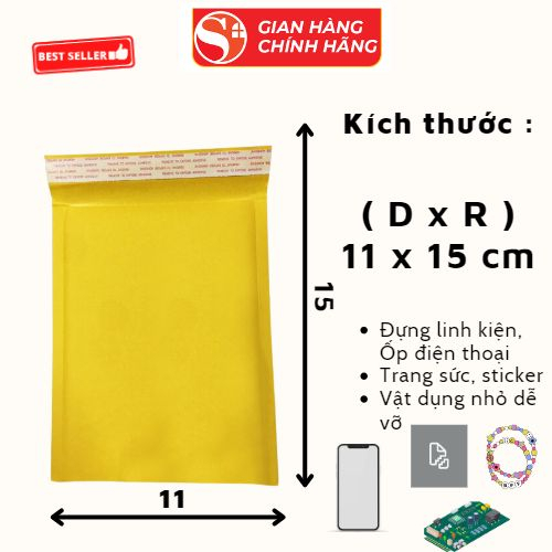 Túi Gói Hàng Chống Sốc Niêm Phong Túi Bóng Khí Chống Sốc, Chống Nước Đựng Phụ Kiện - Màu Vàng