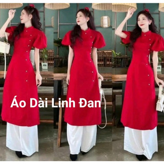 Áo dài lụa tây thi tay phồng, áo dài tết - Áo Dài Linh Đan