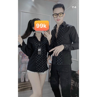 sơ mi nam màu đen cao cấp, dập vân lv siêu đẹp giá cực rẻ