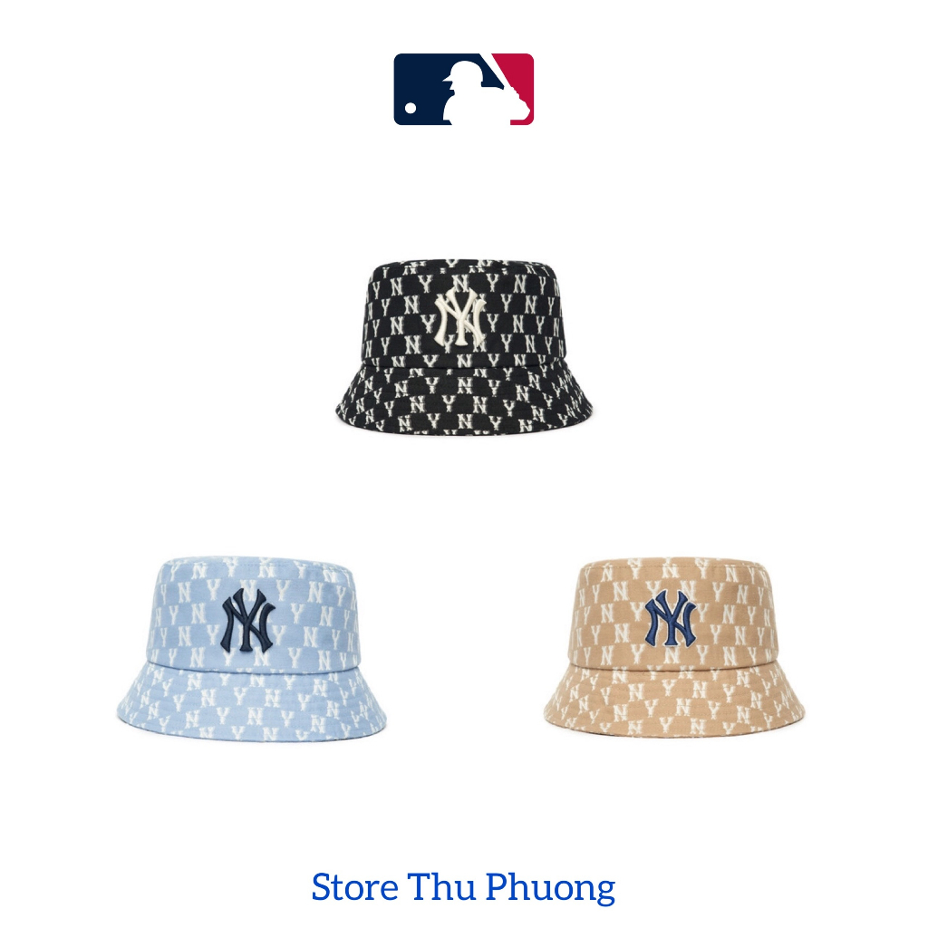 [ CHUẨN HÃNG] Mũ MLB Monogram New York Yankees  Màu Đen / Be / Xanh Dương Size 57 | STORE THU PHUONG NO 1