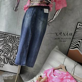 CHÂN VÁY BÒ DÀI XẺ SAU