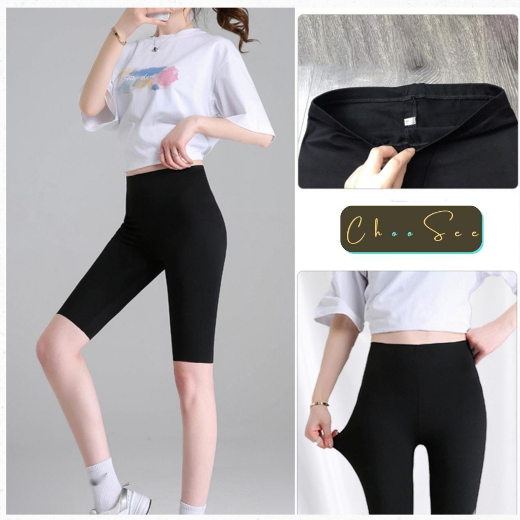 Quần legging nữ lửng Choosee vải thun cao cấp biker nữ đùi ngố đồ mặc nhà dáng ôm bó lưng cao tập gym yoga CHS242 | BigBuy360 - bigbuy360.vn