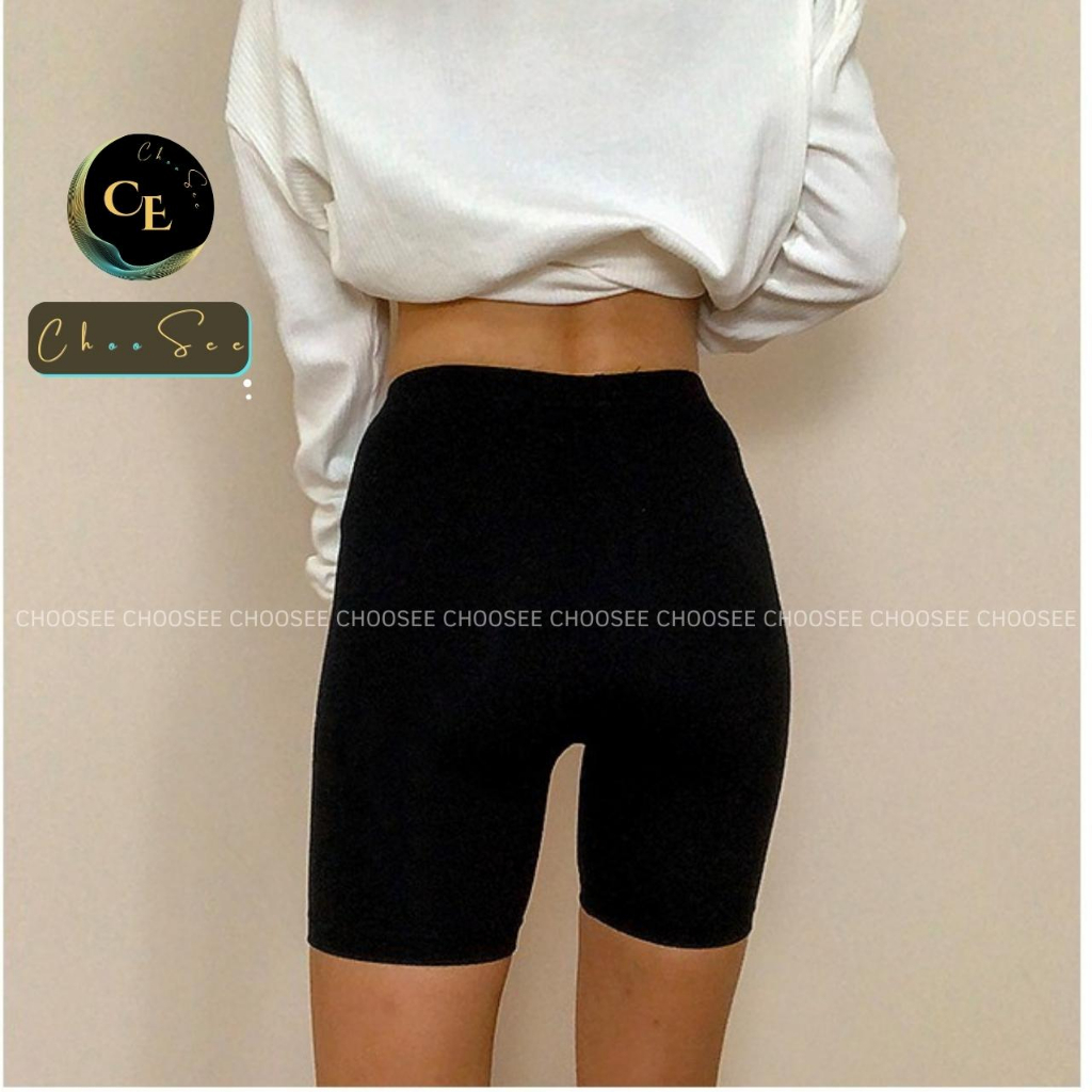 Quần legging nữ lửng Choosee vải thun cao cấp biker nữ đùi ngố đồ mặc nhà dáng ôm bó lưng cao tập gym yoga CHS242 | BigBuy360 - bigbuy360.vn