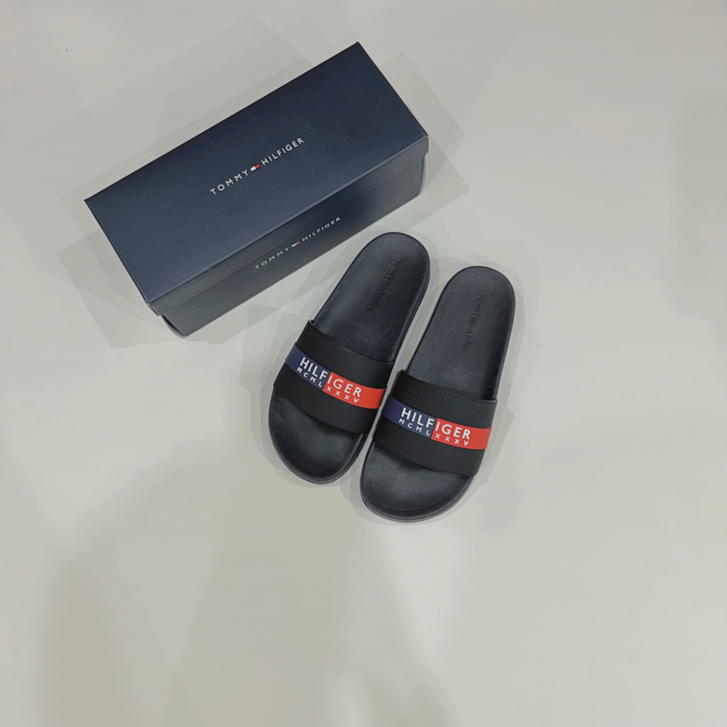 Dép Quai Ngang Tommy Hilfiger Ronks Black Fullbox Ảnh Thật