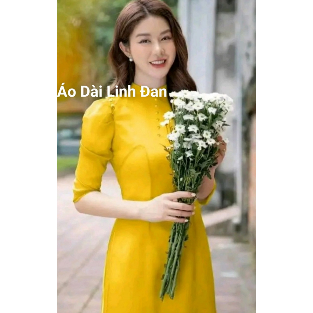 Áo dài 4 tà tơ óng tay phồng đính ngọc, siêu xinh đủ màu, áo dài cách tân tết 2024 - Áo Dài Linh Đan
