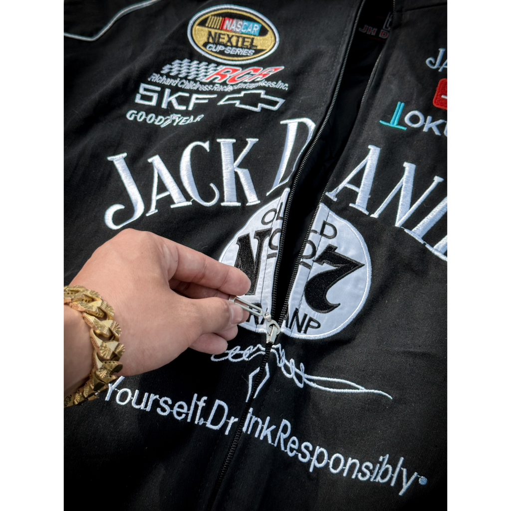 Áo khoác JackDaniels Racing Jacket 3 Lớp thêu có lót bông Hàng có sẳn