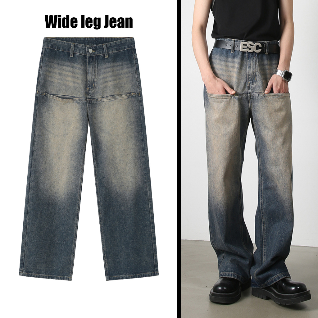 Quần jean ống rộng DUSTYSTUDIO thiết kế túi trước đùi