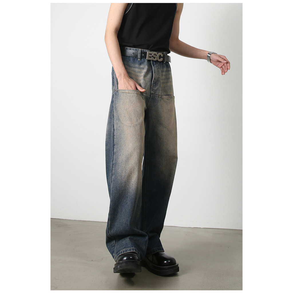 Quần jean ống rộng DUSTYSTUDIO thiết kế túi trước đùi