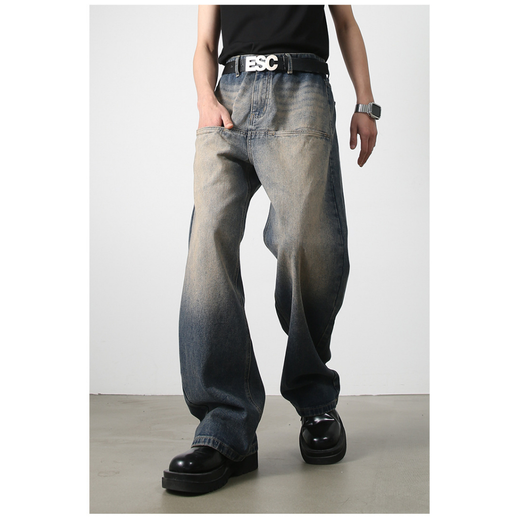 Quần jean ống rộng DUSTYSTUDIO thiết kế túi trước đùi