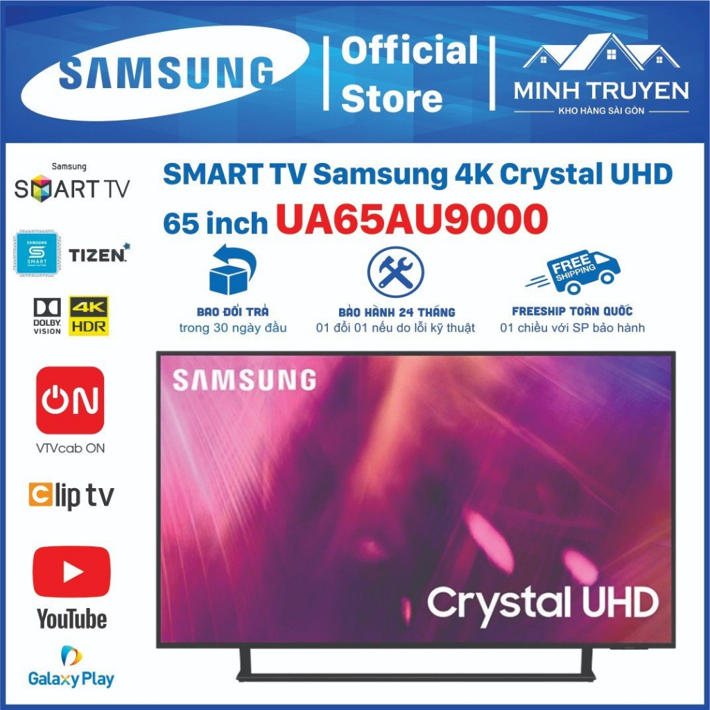 Smart Tivi Samsung Crystal UHD 4K 65 inch UA65AU9000KXXV
