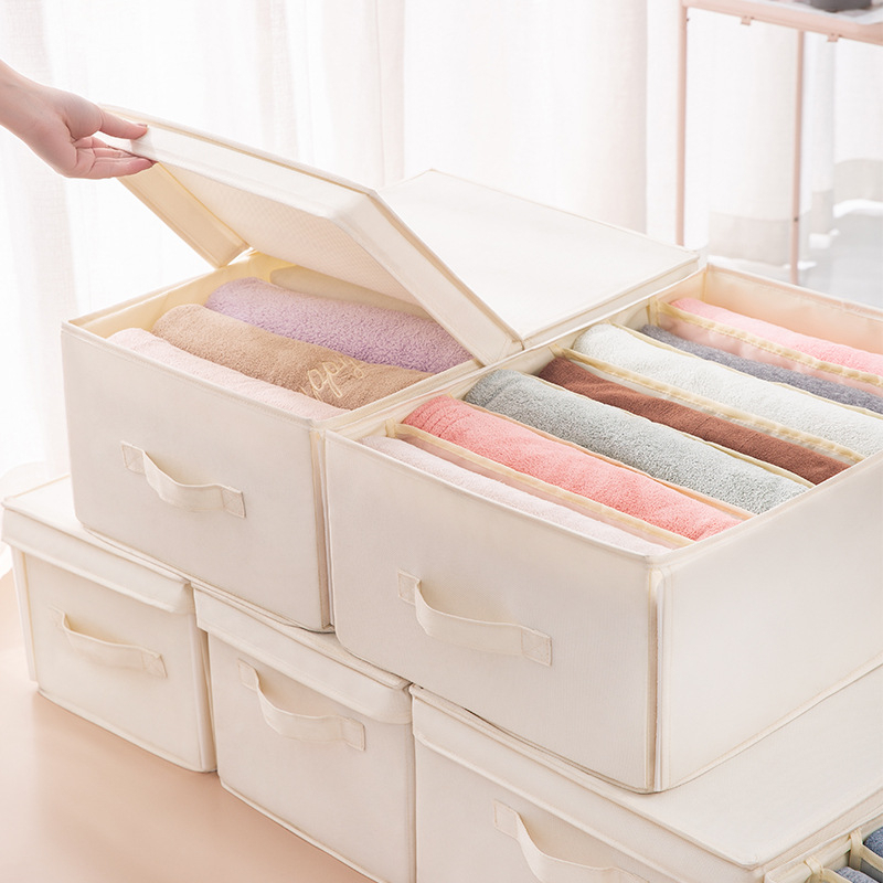 Hộp đựng quần áo 11,12 ngăn có nắp túi giỏ đựng quần áo đồ lót chia ngăn đa năng sắp xếp thông minh dễ tìm KICHINO