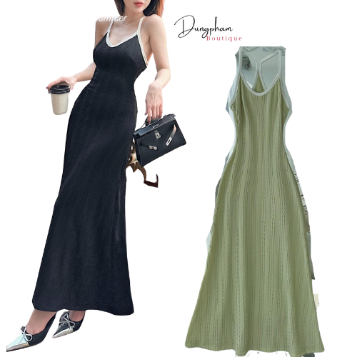 Váy ren vân 2 lớp chạy viền dáng dài sang chảnh - Dungpham.Boutique