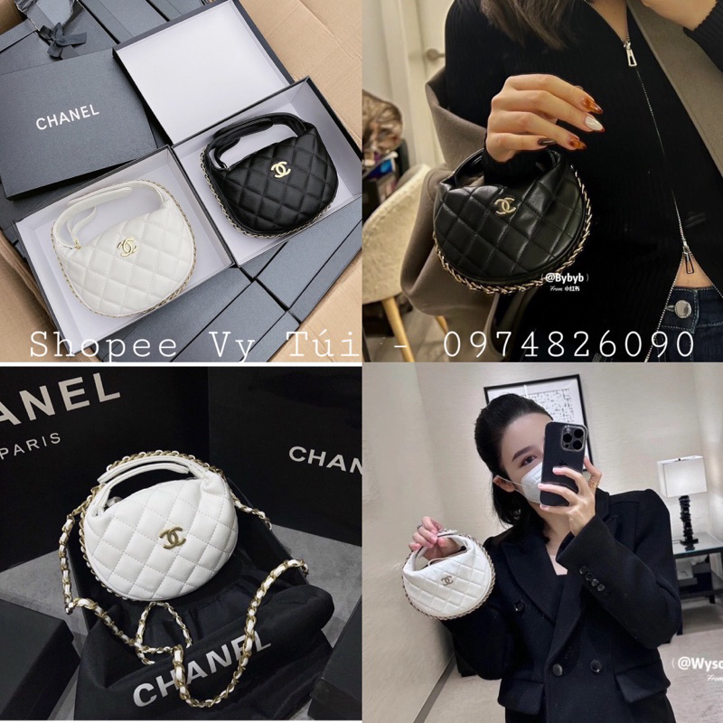 Túi chà neeo dáng bầu bản đẹp da sần full hộp chuẩn sịn