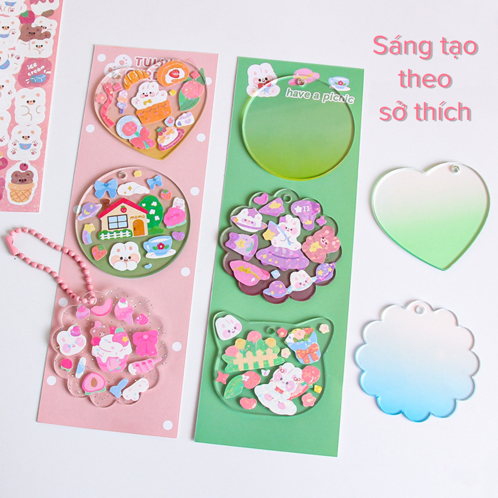 Combo 10 Móc Khoá Acrylic Nhiều Hình Dáng Màu Sắc Thoả Sức Sáng Tạo