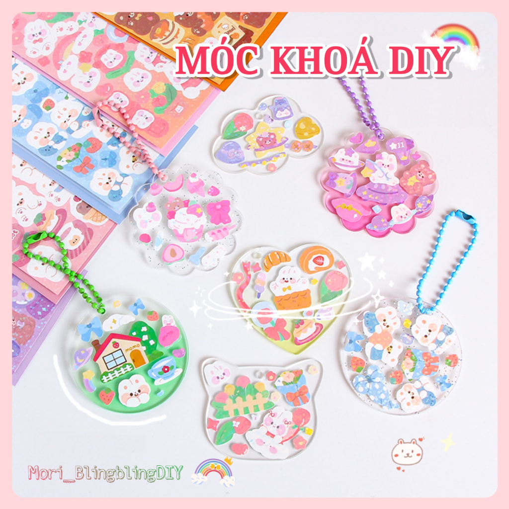 Combo 10 Móc Khoá Acrylic Nhiều Hình Dáng Màu Sắc Thoả Sức Sáng Tạo
