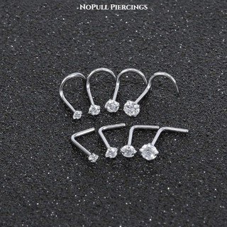 (1 chiếc) KHUYÊN MŨI ĐÁ TRẤU - Khuyên Mũi Đính Đá - Khuyên thép y tế không gỉ - Khuyên mũi thân cong, thân L - Khuyên xỏ