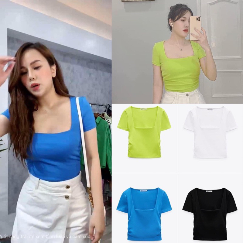 Áo thun cổ vuông Zara | Hàng chuẩn auth