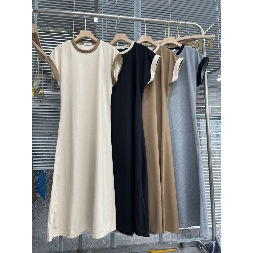 Váy tay hến chất tổ ong phối viền  Hari GenZ 262