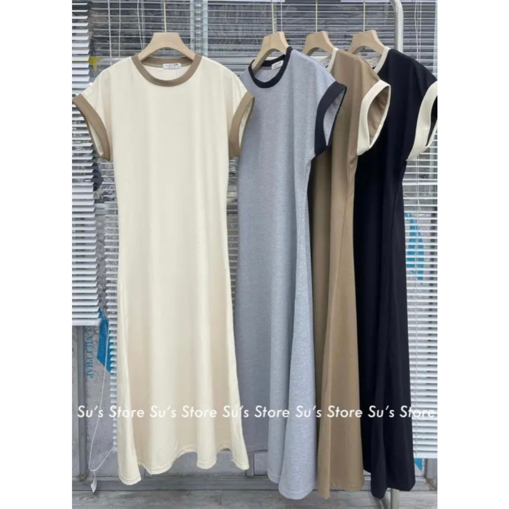 Váy tay hến chất tổ ong phối viền  Hari GenZ 262