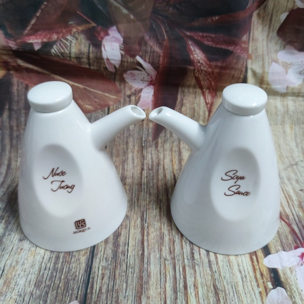 bình nước tương, nước mắm sứ Minh Long - bình nước tương, nước mắm