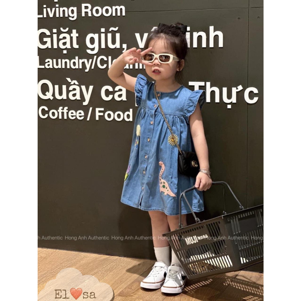 Váy cho bé gái - Váy Bò Giấy Cánh Tiên Thêu Họa Tiết Xinh Xắn Cho Bé Gái 1-7 Tuổi