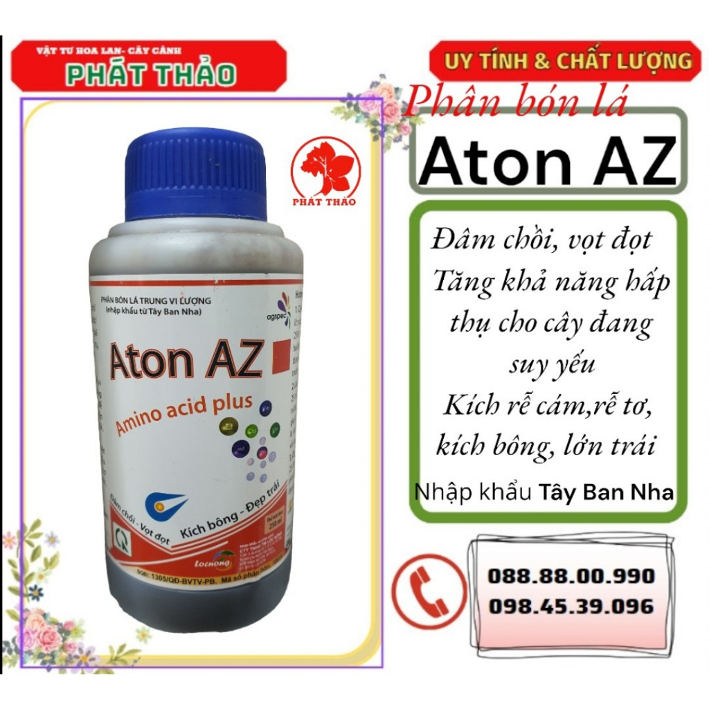 Phân bón lá trung vi lượng ATON AZ 250ml Ra rễ, Xé mắt cua và Bung bông
