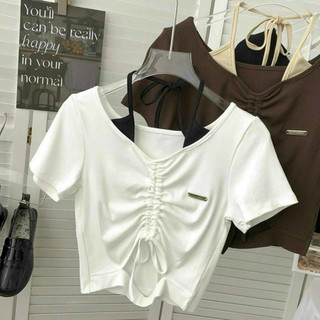 (SHOP NÀNG BÉO BIGSIZE 50KG ĐẾN 90KG ) áo croptop phối cổ yếm