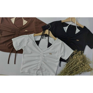 (SHOP NÀNG BÉO BIGSIZE 50KG ĐẾN 90KG ) áo croptop phối cổ yếm