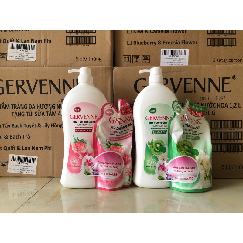 Sữa tắm Gervenne 1.2L - Tặng Túi sữa tắm 450g