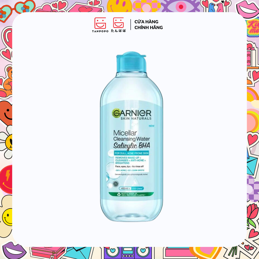 Nước Tẩy Trang Garnier Cho Da Dầu Và Mụn Micellar Cleansing Water Salicylic BHA 400ml (Nhập Khẩu)