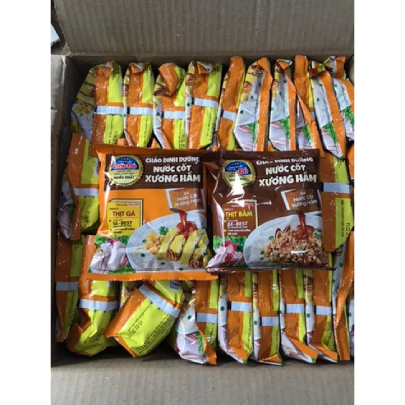 THUNG CHÁO DINH DƯỠNG NƯỚC CỐT XƯƠNG HẦM THỊT GÀ GẤU ĐỎ 57g x 30 Gói