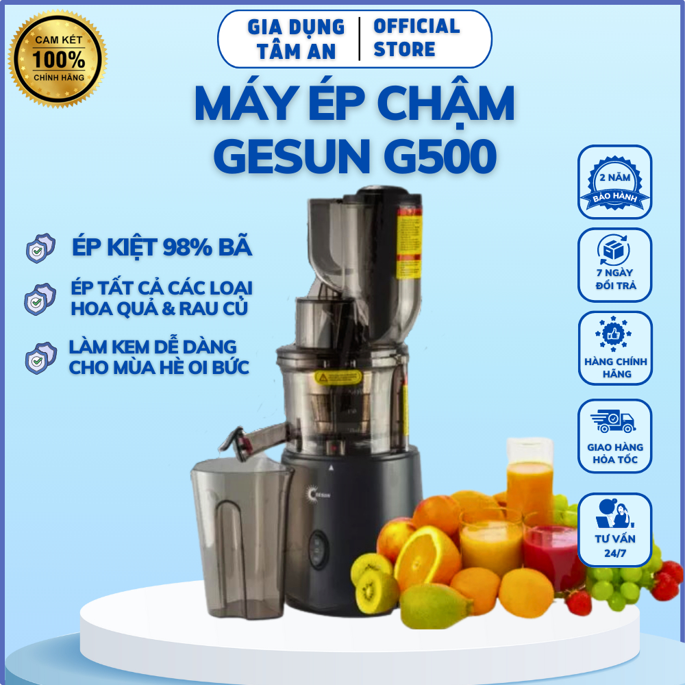 Máy ép trái cây chậm GESUN G500 240W, ép kiệt bã 98%, máy ép các loại rau củ quả và làm kem tươi