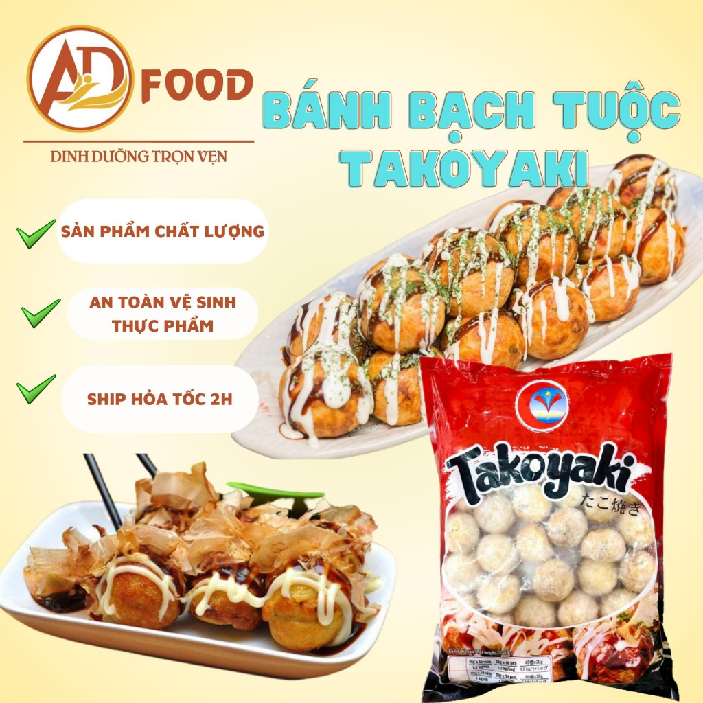 bánh bạch tuộc takoyaki malaysia gói 1,2kg (40 viên ) chất lượng hàng ngon