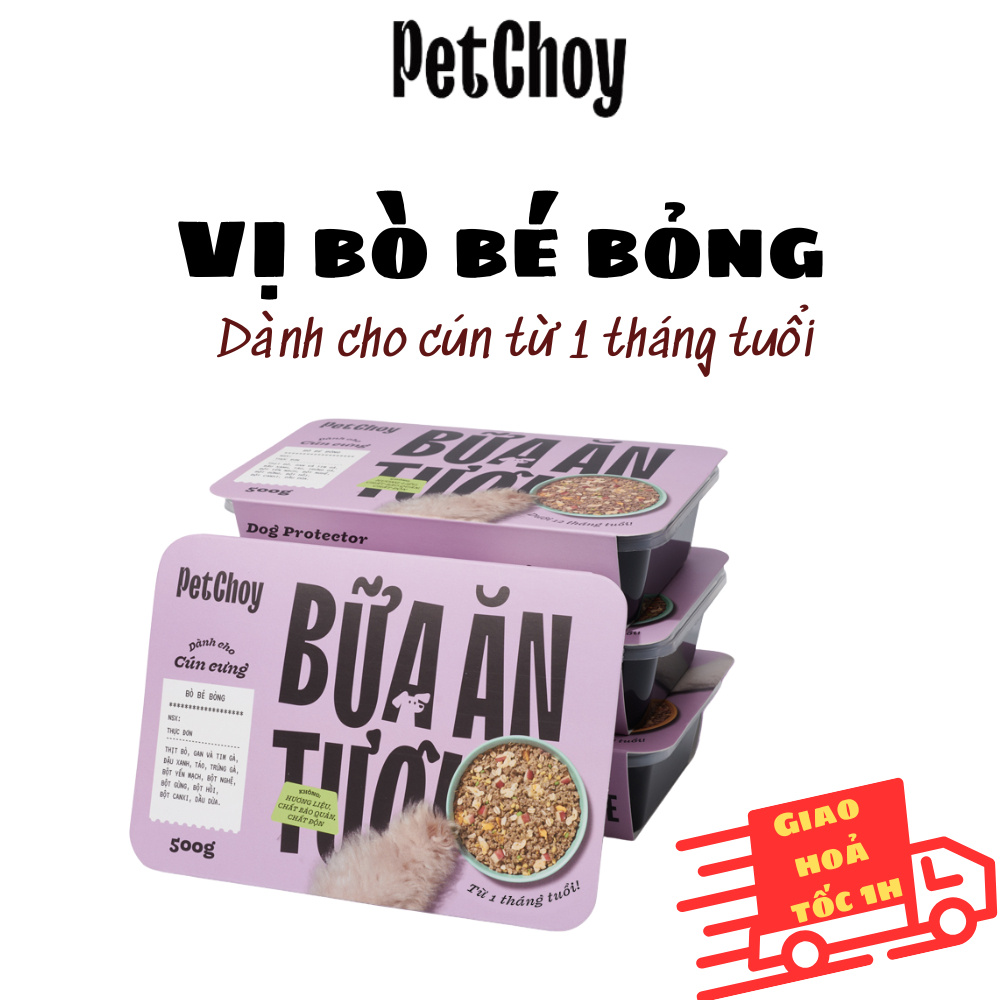 Pate tươi PETCHOY cho chó từ 1 tháng tuổi Vị "BÒ BÉ BỎNG" 500gram