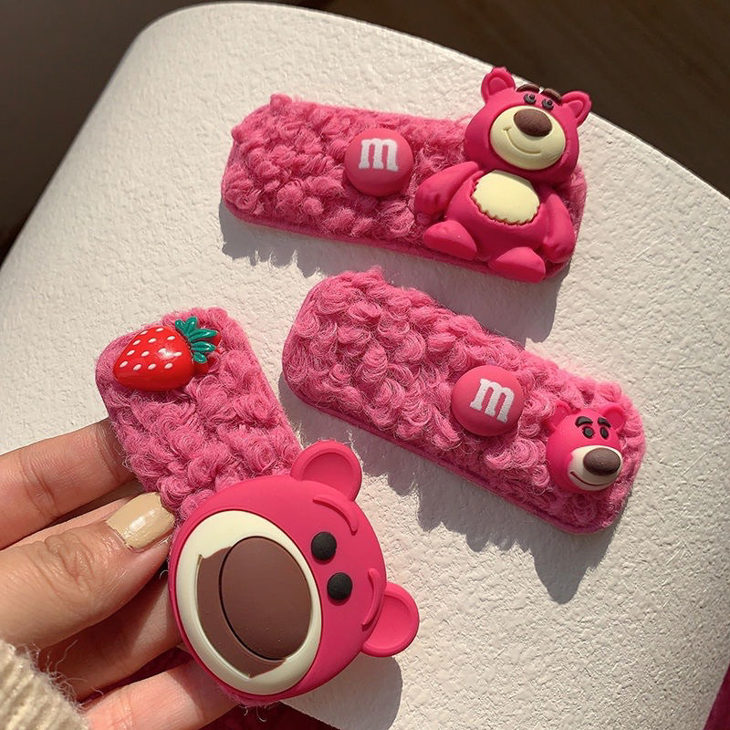 Kẹp tóc, chun buộc tóc gấu Lotso hồng các loại cho bé gái