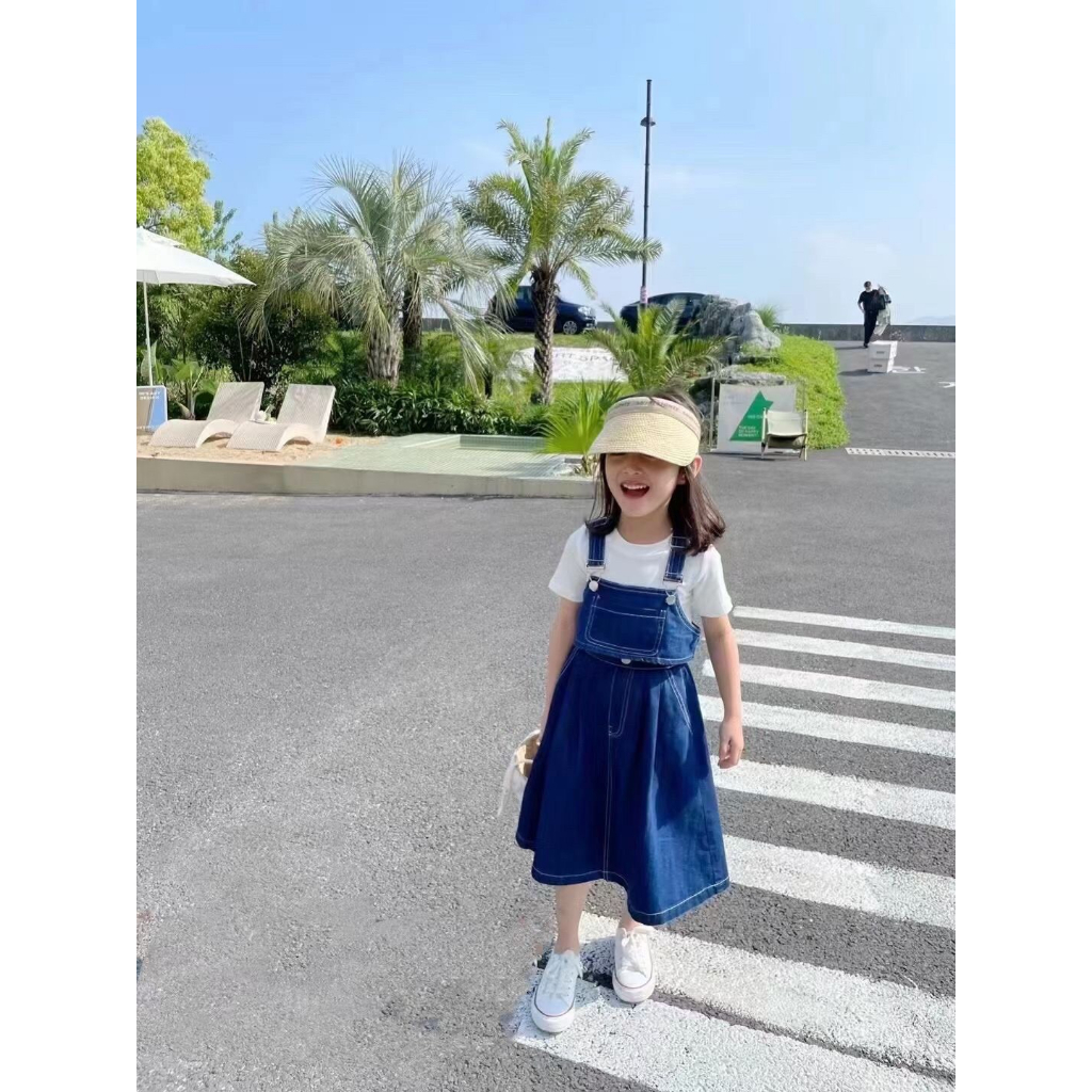Set Váy Đầm Jean / Bò Bé Gái Ba Chi Tiết Violet Dresser